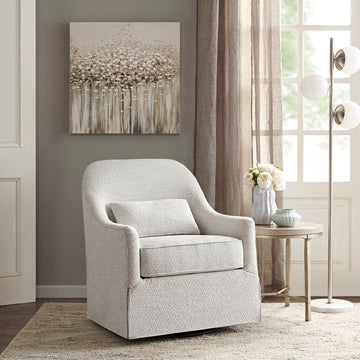 Theo Swivel Glider Chair Ivory Solid Wood