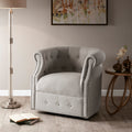 Owen Swivel Chair Beige Solid Wood
