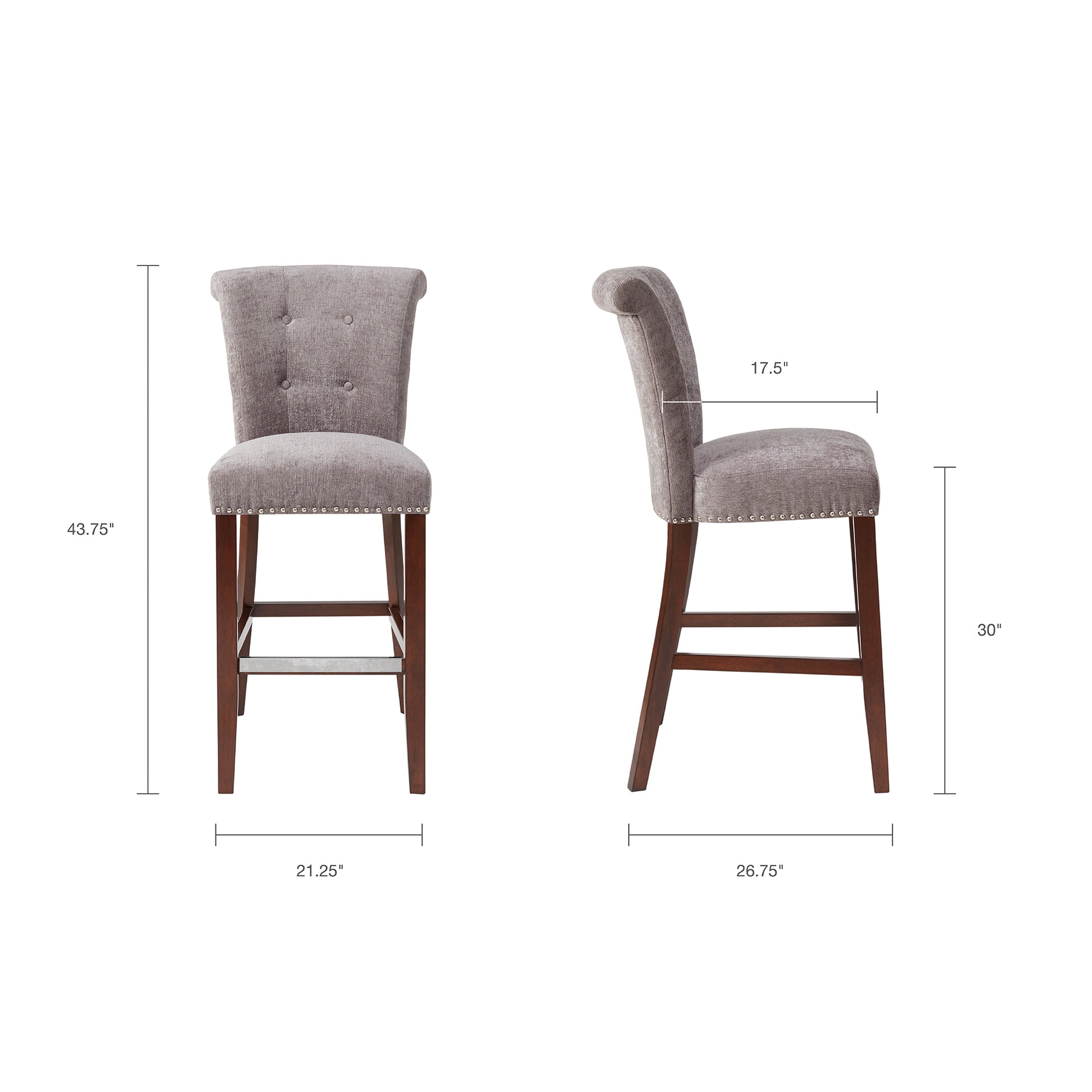 Colfax 30" Bar Stool Grey Polyester