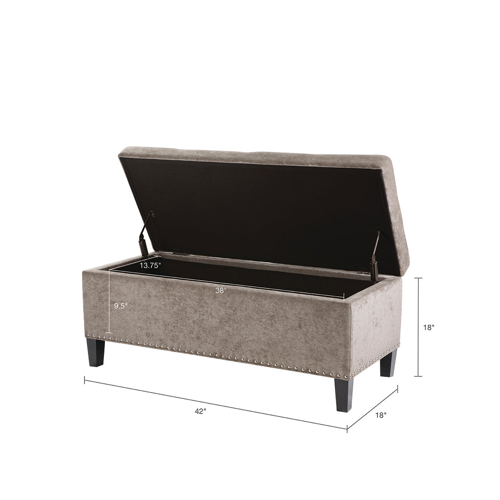 Tufted Top Soft Close Storage Bench Taupe Polyester