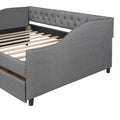 Upholstered Daybed With Two Drawers, Wood Slat Support, Gray, Full Size Old Sku :Lp001111Aae Gray Solid Wood