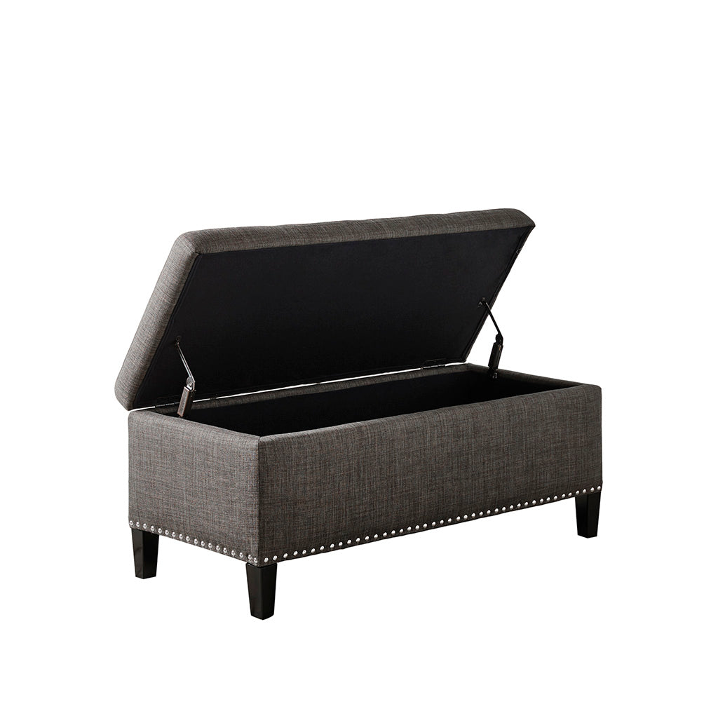 Tufted Top Soft Close Storage Bench Charcoal Polyester