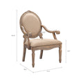 Exposed Wood Arm Chair Beige Polyester