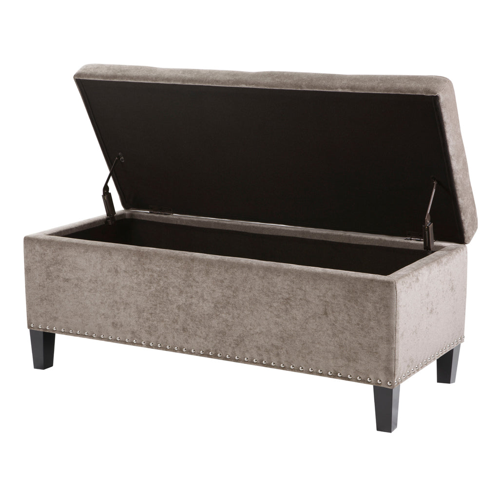 Tufted Top Soft Close Storage Bench Taupe Polyester