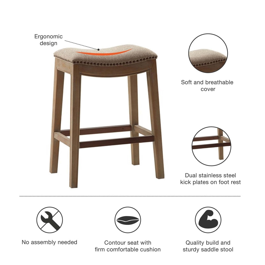 Saddle Counter Stool Linen Polyester