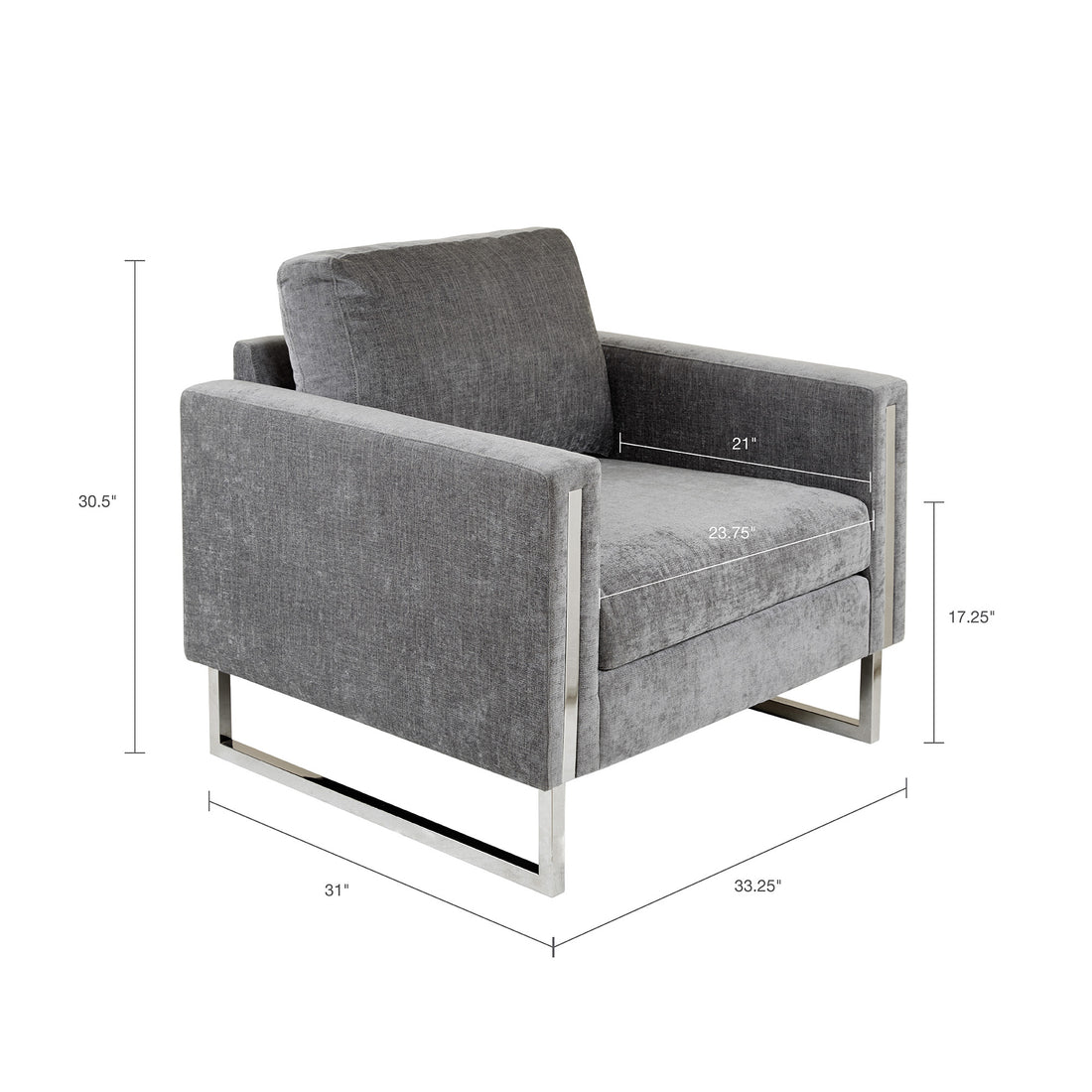 Accent Chair Grey Polyester