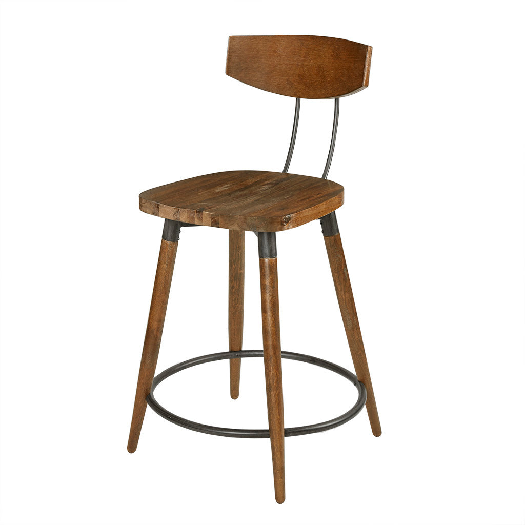 Frazier Counter Stool 24" With Back Brown Wood