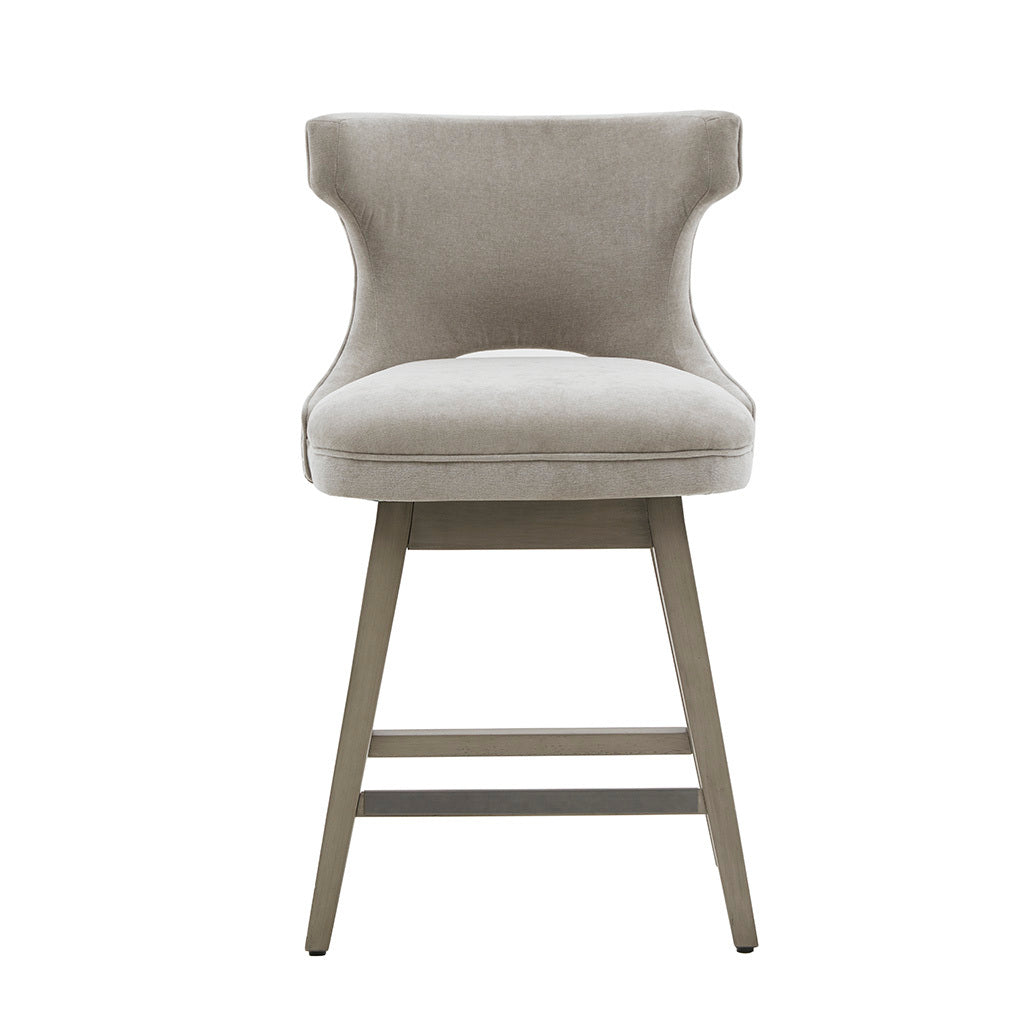 25.75" Swivel Counter Stool Light Grey Polyester