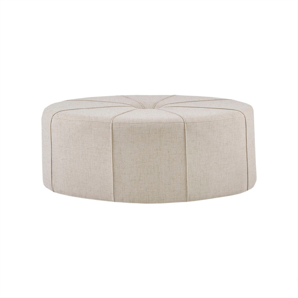 48" Ottoman,Polyester Fabric Large Cocktail Ottoman Modern Style For Living Room, Cream Cream Solid Wood