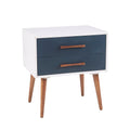 Storage Nightstand Off White Navy Wood