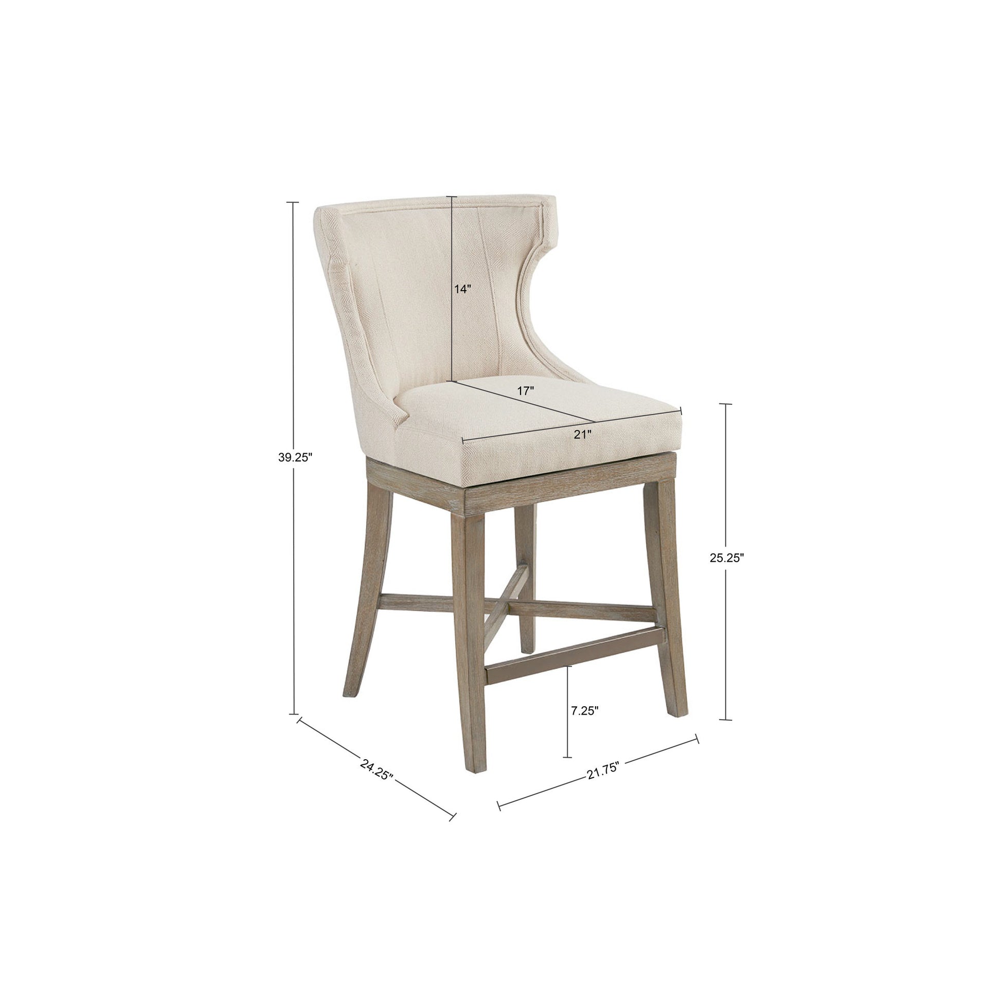 Counter Stool With Swivel Seat Cream Polyester