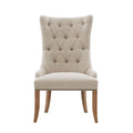 Button Tufted Captain Accent Chair Cream Polyester