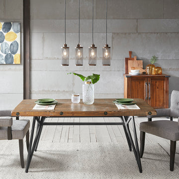 Trestle Dining Gathering Table Reclaimed Brown Gun Metal Wood