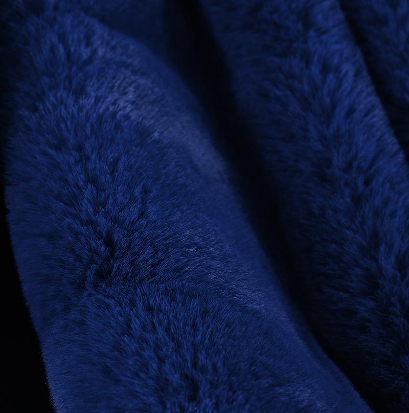 Cassilda Luxury Chinchilla Faux Fur Throw Blanket 50" navy blue-polyester