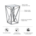 Angular Mirror Accent Table Silver Mdf