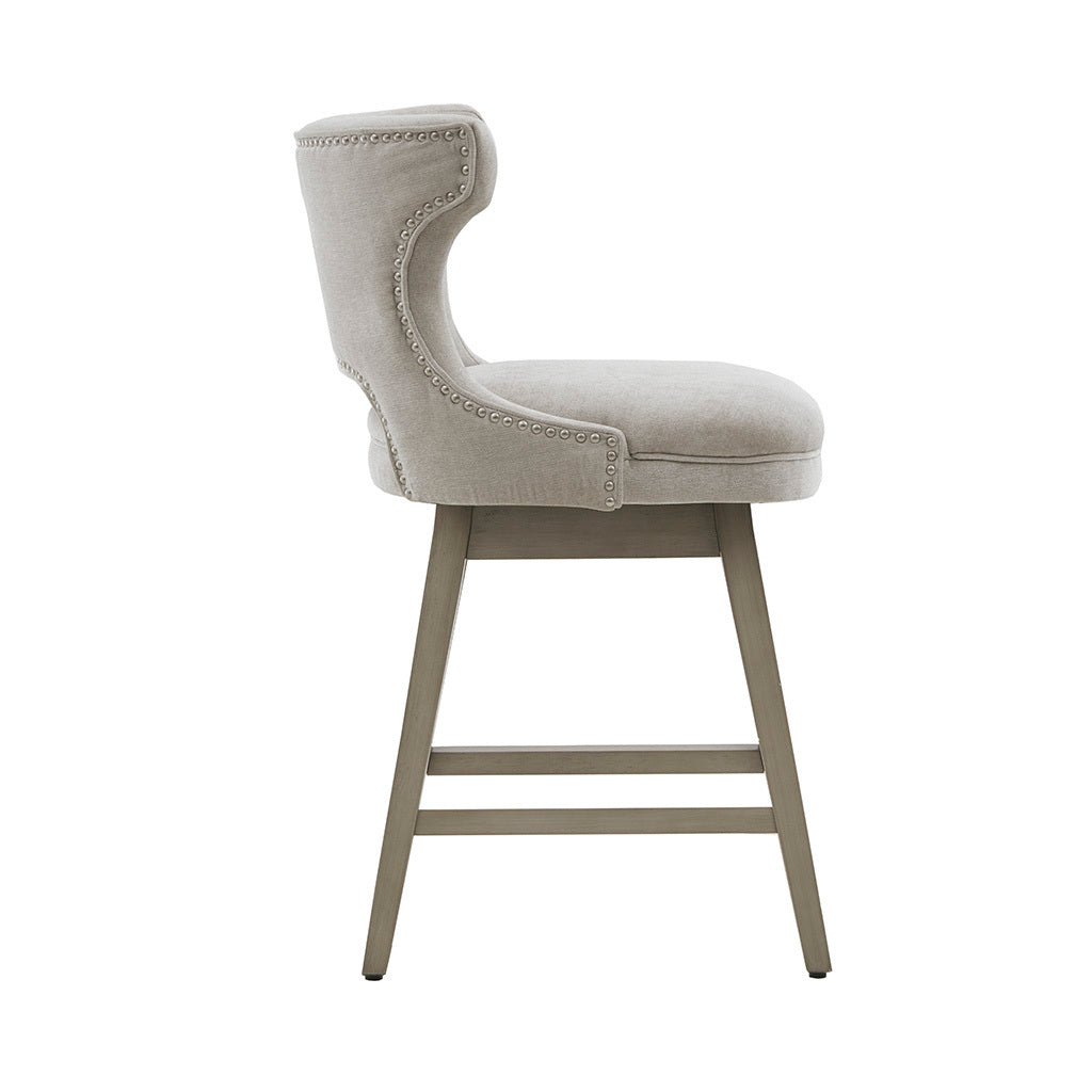 25.75" Swivel Counter Stool Light Grey Polyester