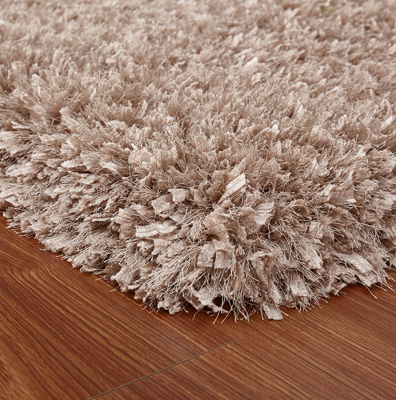 "Coral " Hand Tufted Shag Area Rug Beige Polyester