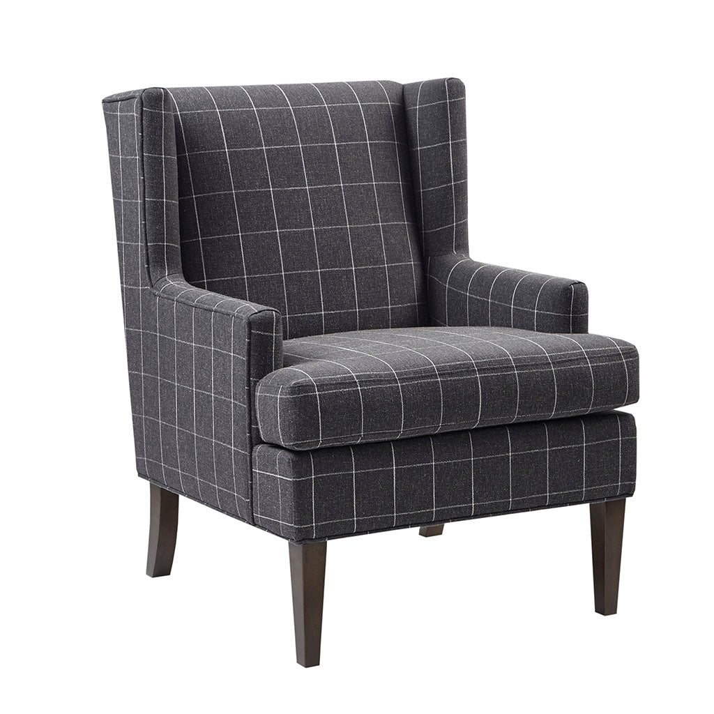 Decker Accent Chair Charcoal Grey Solid Wood