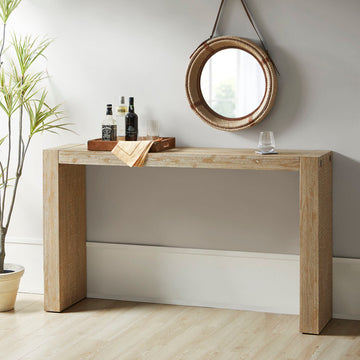 64" Console Table Natural Wood