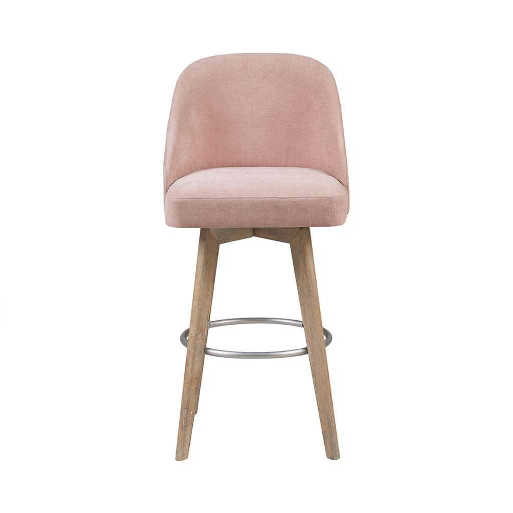 Bar Stool With Swivel Seat Pink Polyester