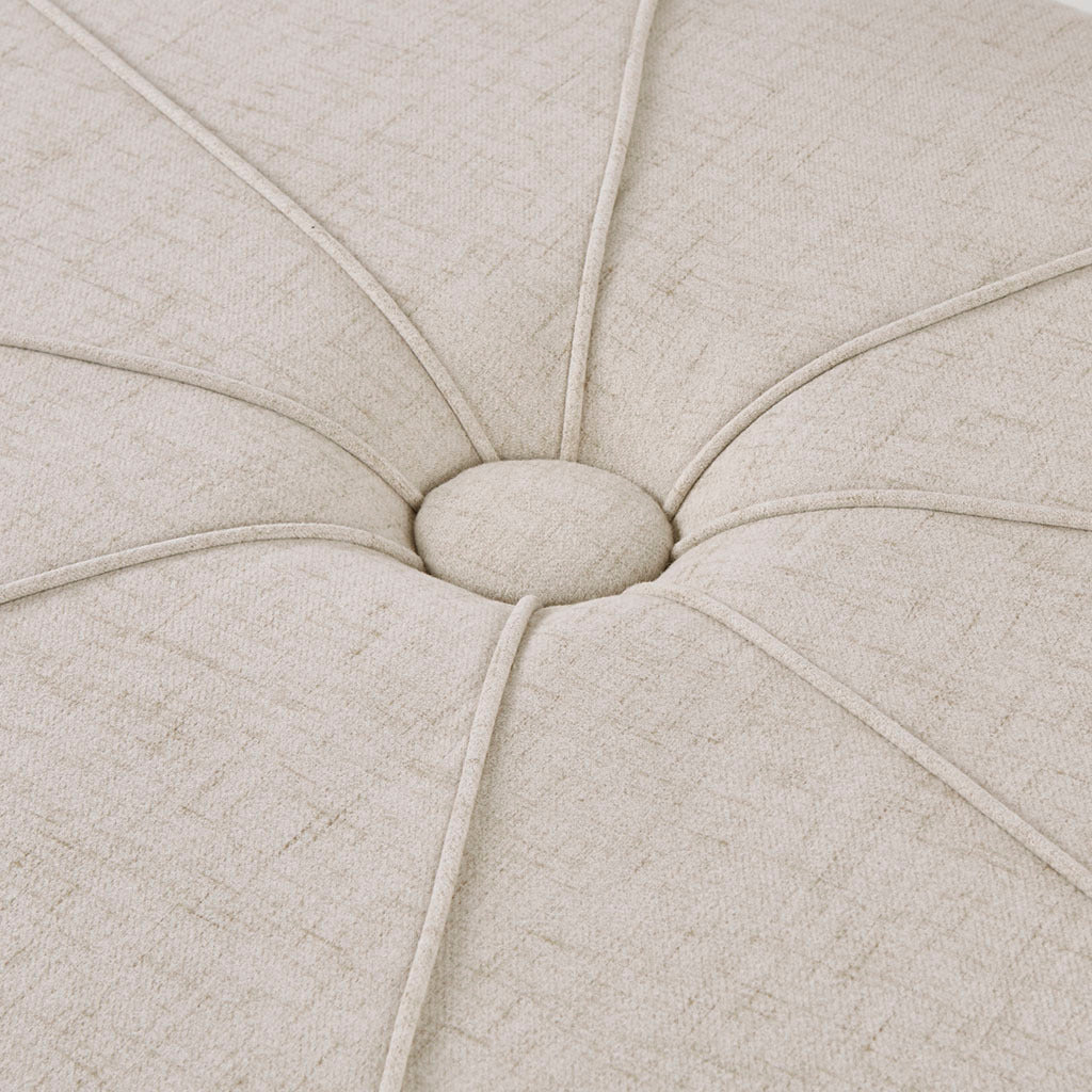 48" Ottoman,Polyester Fabric Large Cocktail Ottoman Modern Style For Living Room, Cream Cream Solid Wood