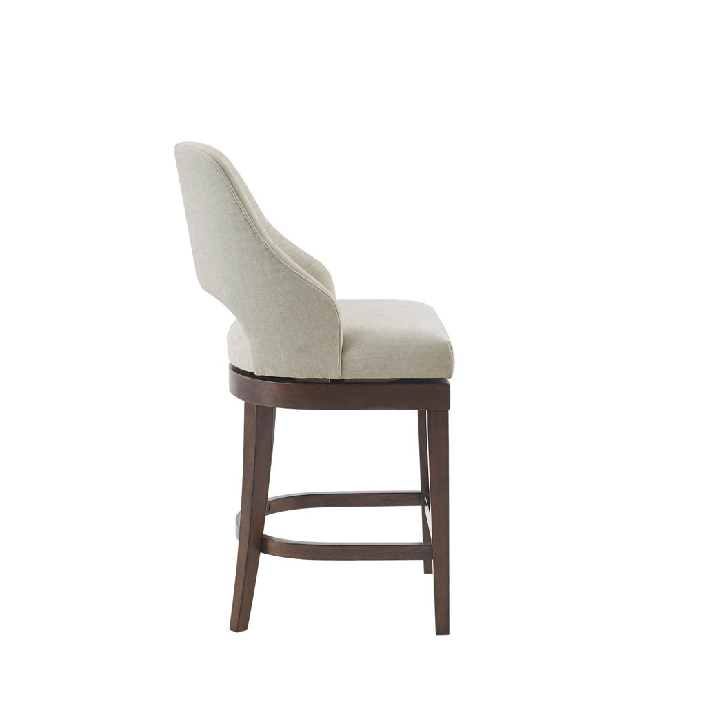 Counter Stool With Swivel Seat Cream Polyester