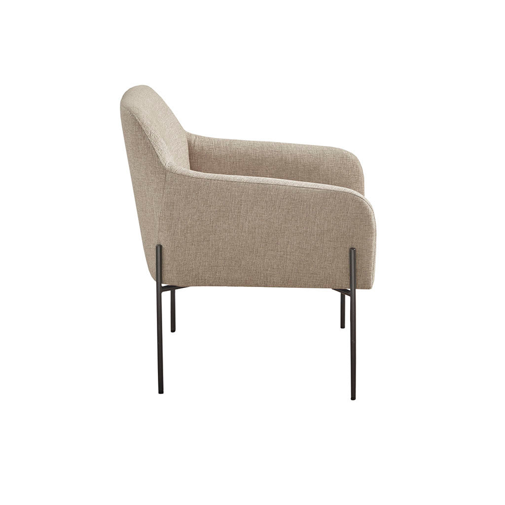 Metal Leg Accent Chair Beige Polyester