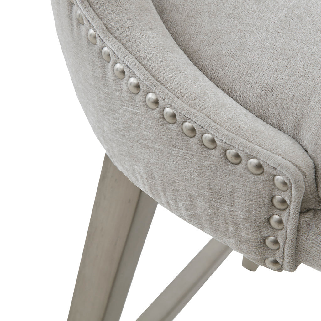 25.75" Swivel Counter Stool Light Grey Polyester