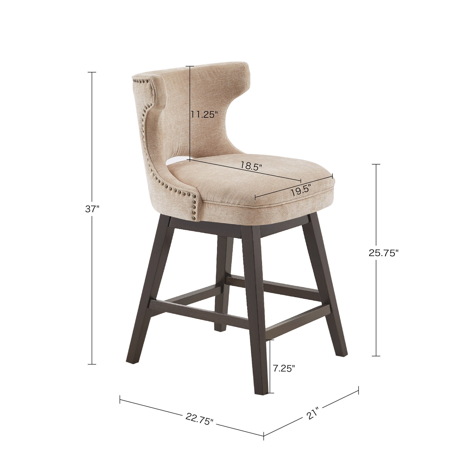 25.75" Swivel Counter Stool Beige Polyester