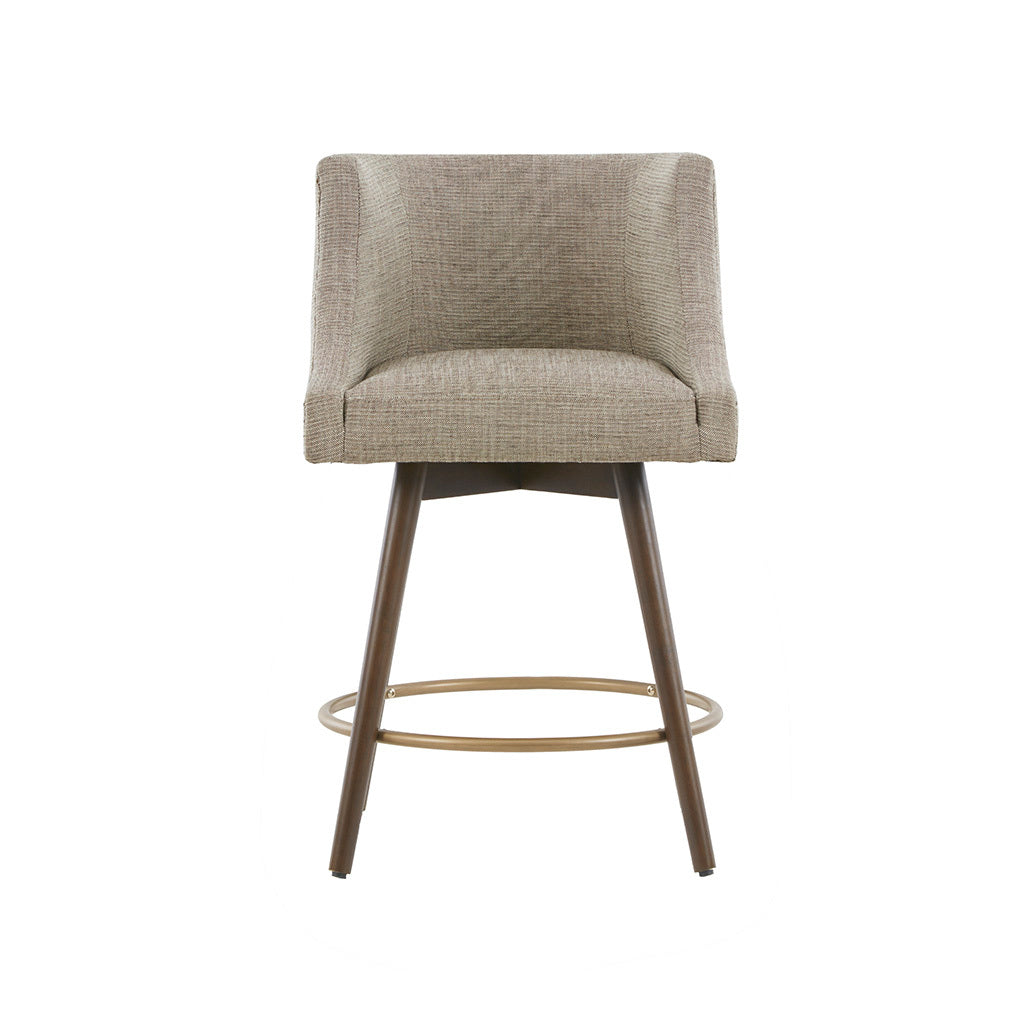 Swivel Counter Stool Beige Multi Polyester