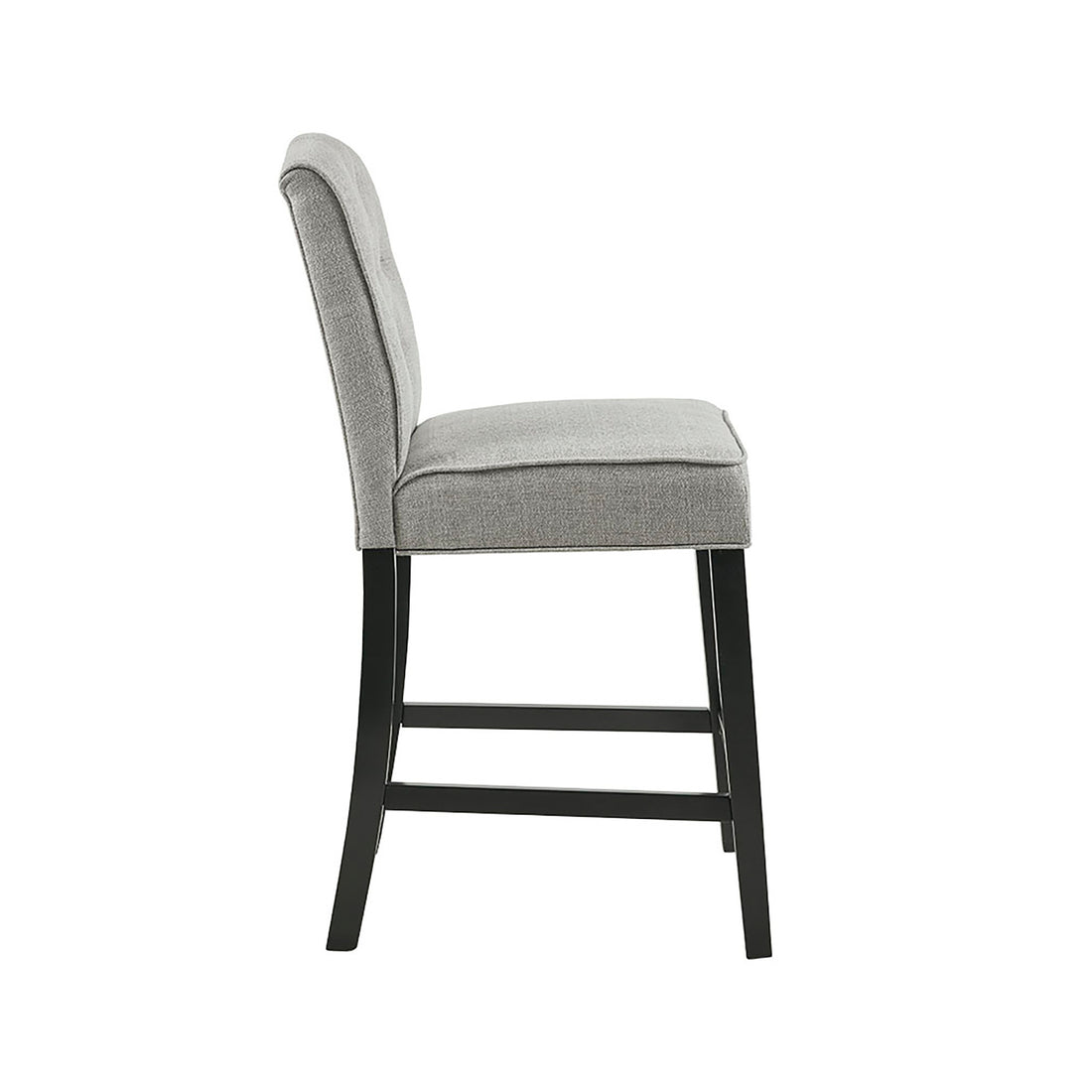 Tufted Counter Stool Light Grey Wood