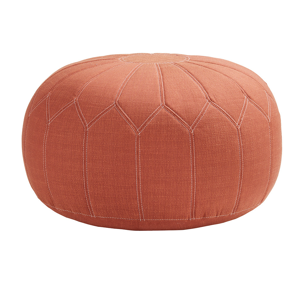 Only Supportbuyer Kelsey Round Pouf Ottoman Orange Solid Wood