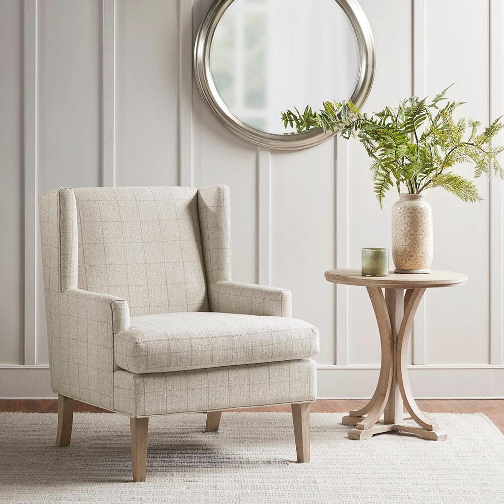 Decker Accent Chair Beige Solid Wood