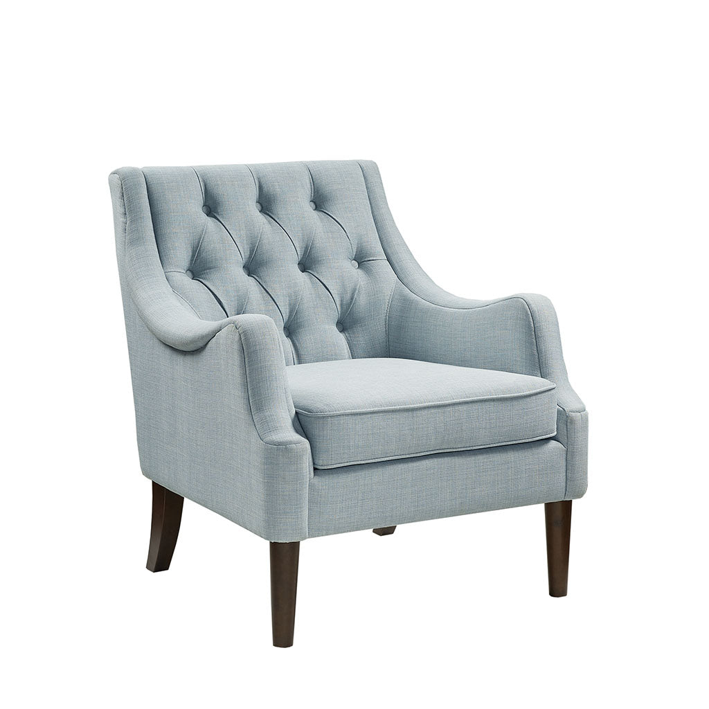 Button Tufted Accent Chair Dusty Blue Polyester