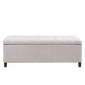 Tufted Top Soft Close Storage Bench Natural Polyester