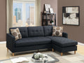 Black Polyfiber Sectional Sofa Living Room Furniture Reversible Chaise Couch Pillows Tufted Back Modular Sectionals Black Wood Primary Living Space Cushion Back Contemporary,Modern L Shaped Pine Square Arms Fabric 4 Seat