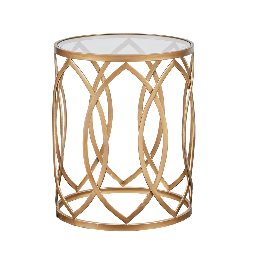 Arlo Metal Eyelet Accent Table Gold Glass Metal