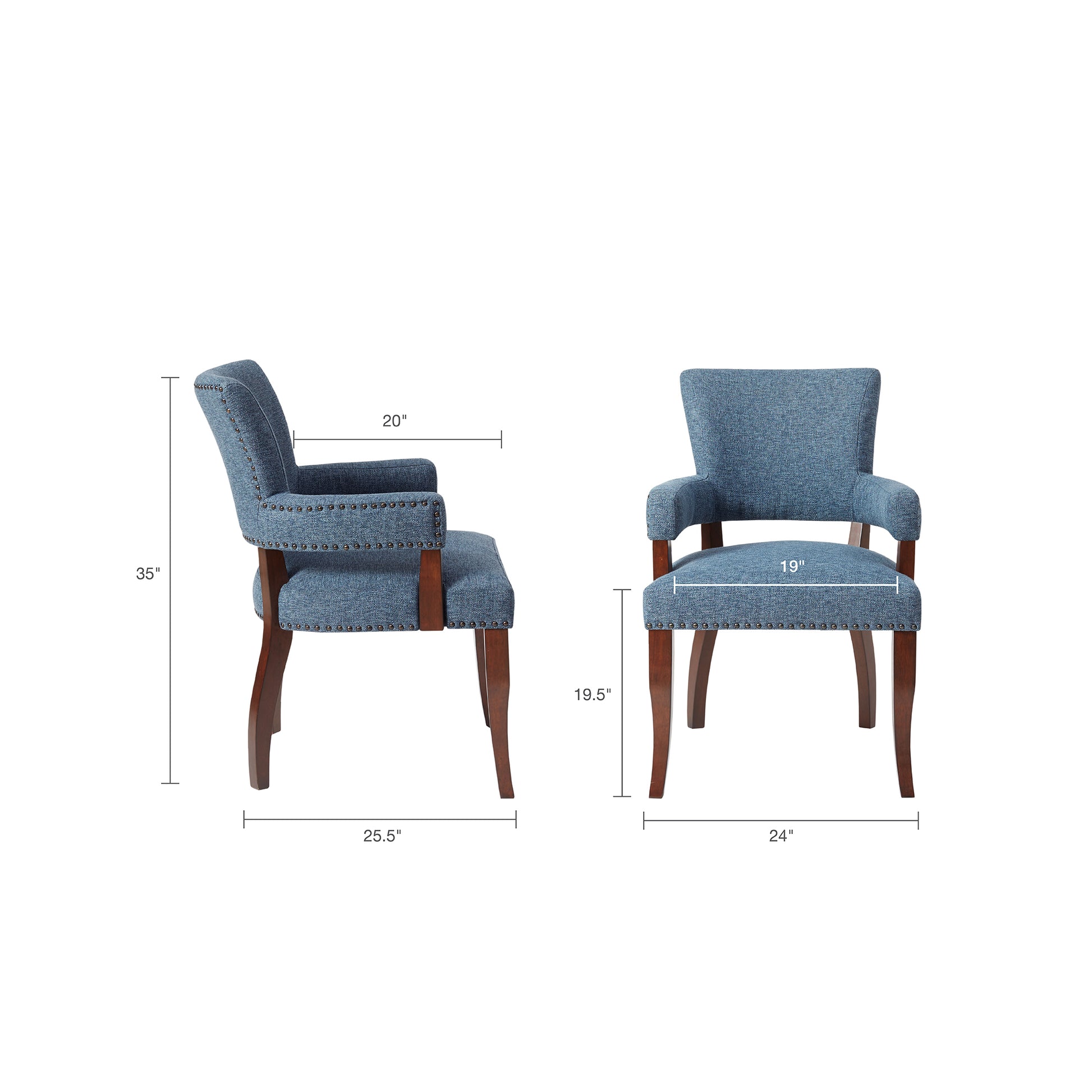 Dawson Arm Dining Chair Blue Polyester