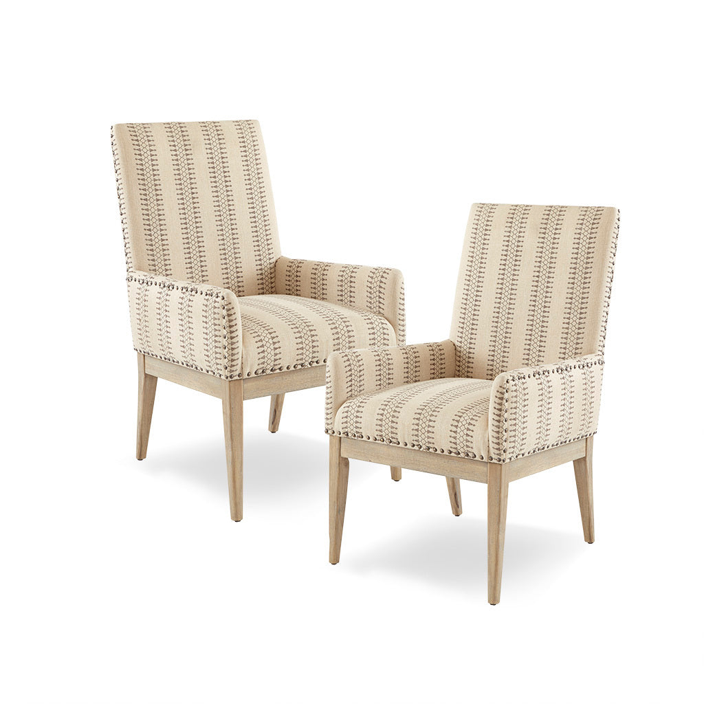 High Back Dining Armchair Set Of 2 Natural Polyester