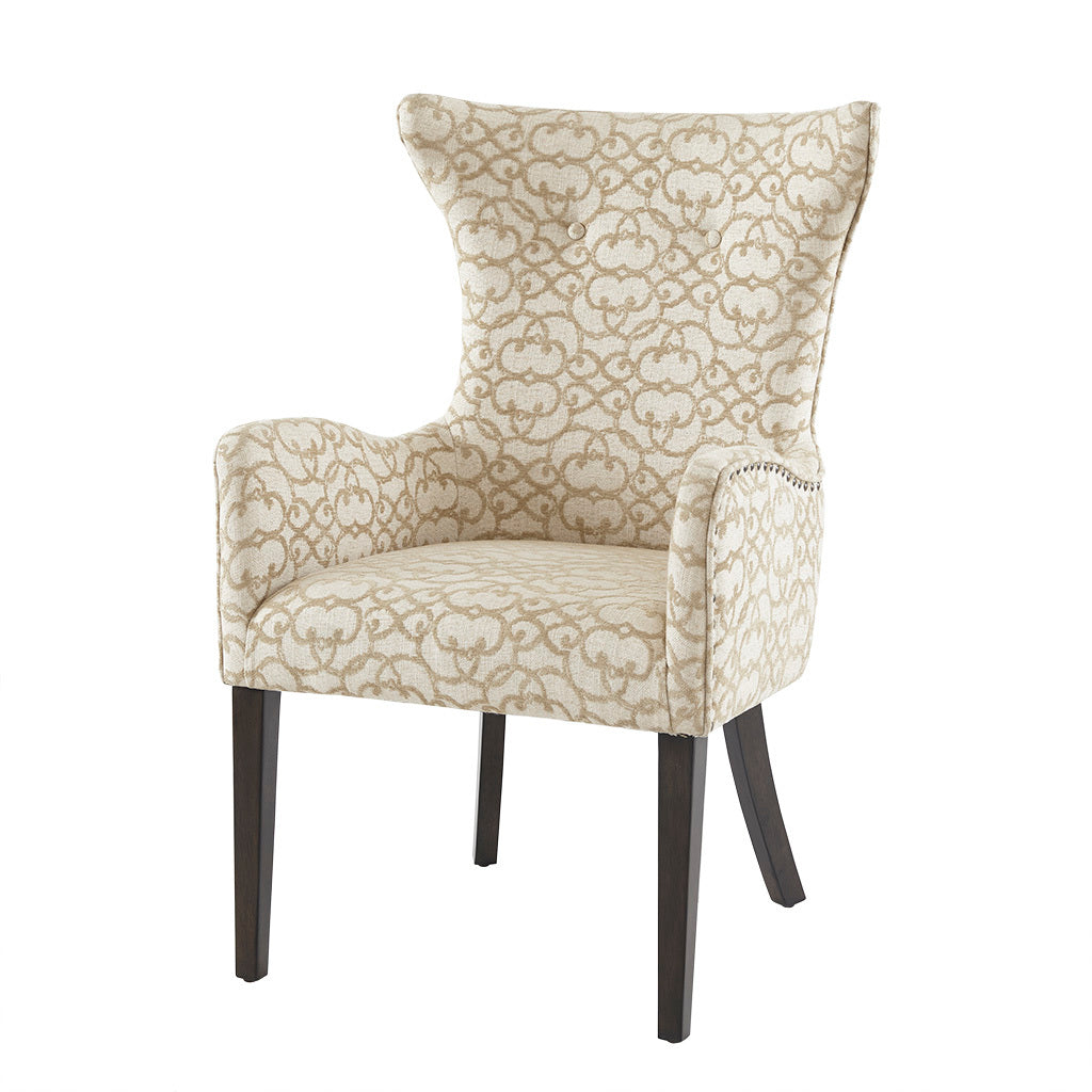 Arm Dining Chair Set Of 2 Tan Polyester