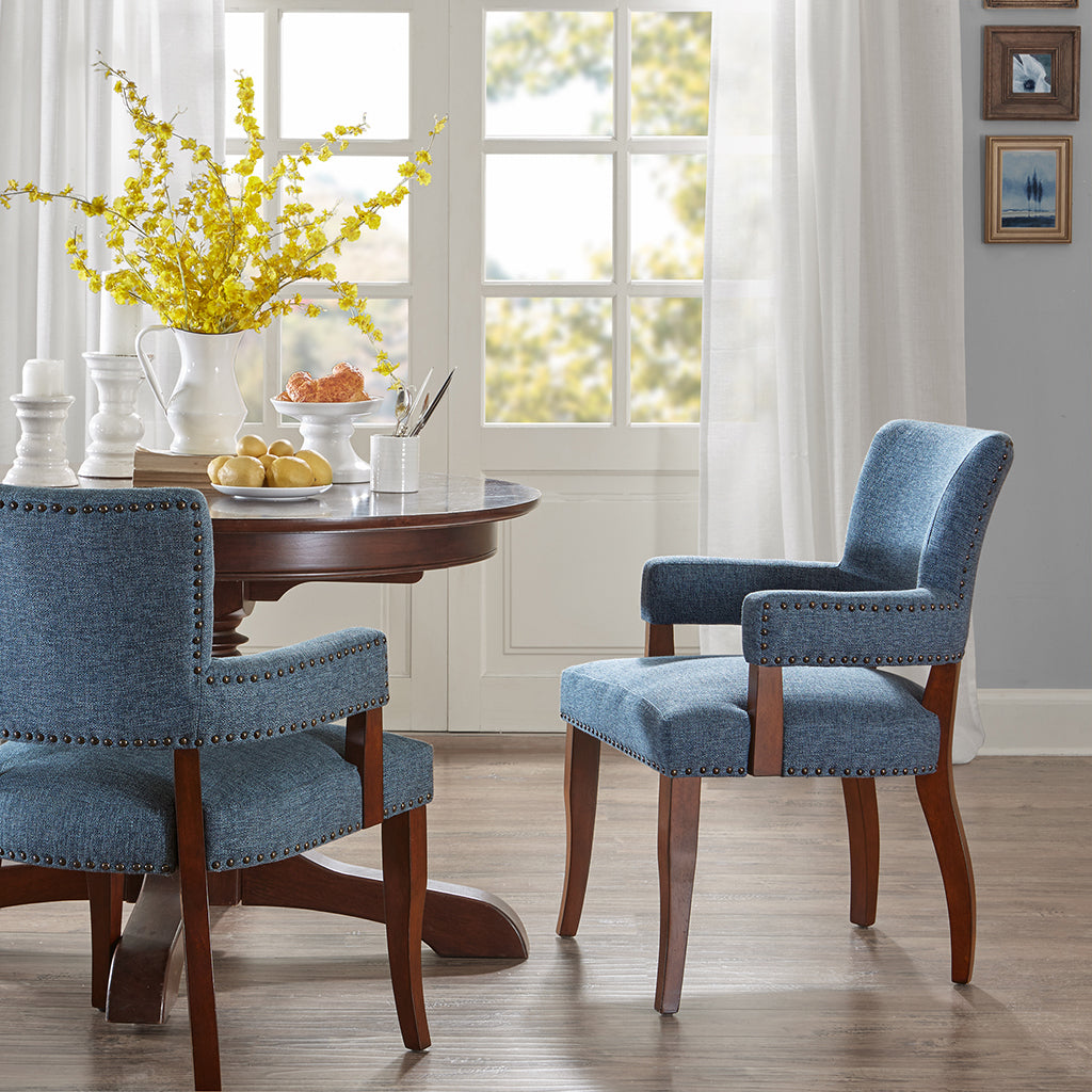 Dawson Arm Dining Chair Blue Polyester