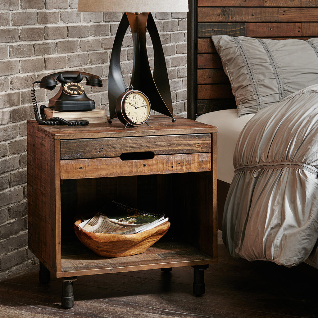 Renu Nightstand Light Brown Multi Wood