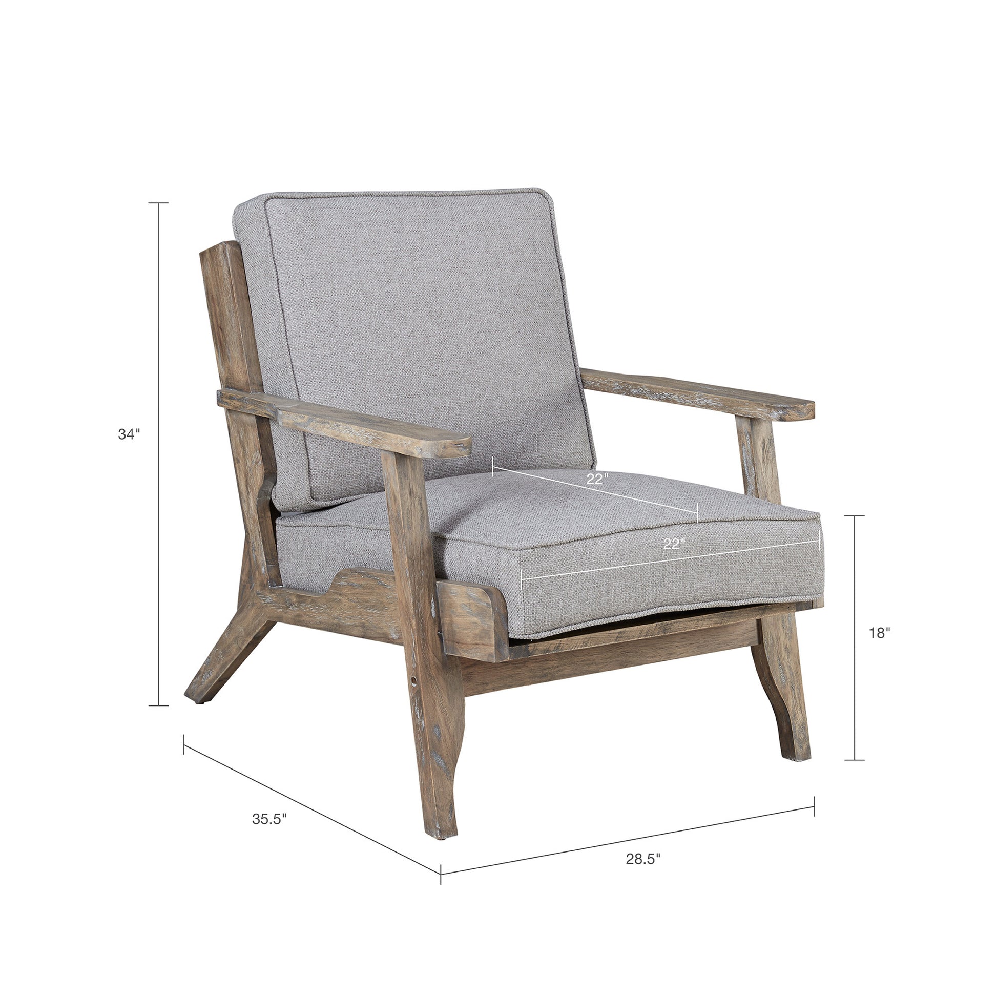 Only Supportbuyer Malibu Accent Chair Grey Solid Wood