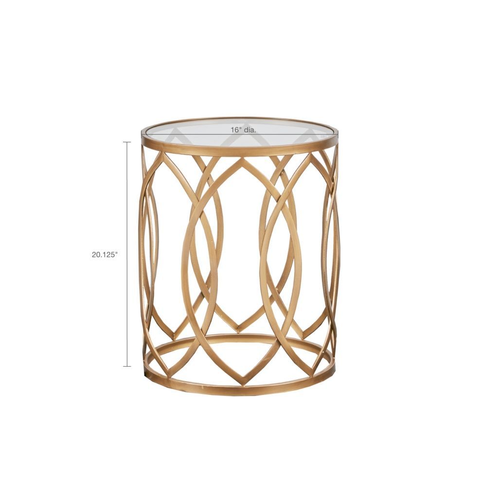 Arlo Metal Eyelet Accent Table Gold Glass Metal