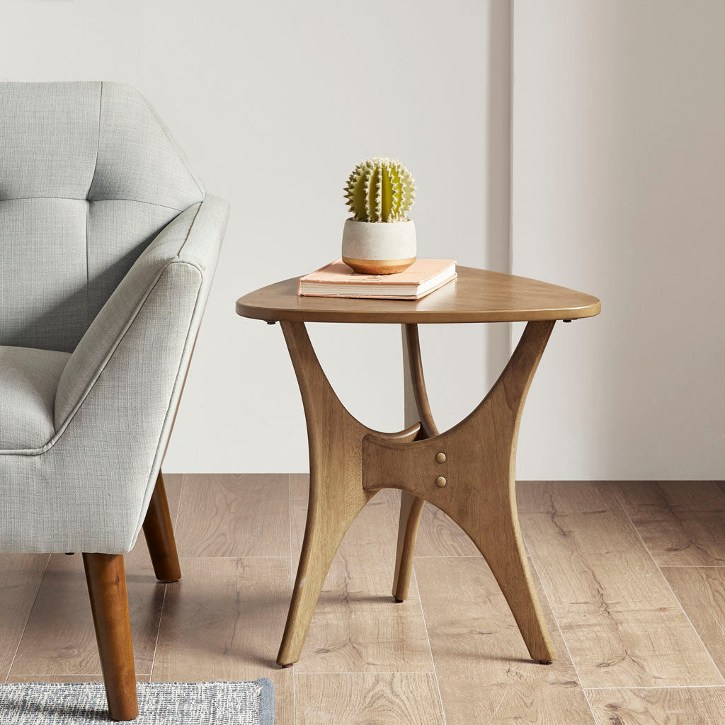 Triangle Wood Side Table Light Brown Wood