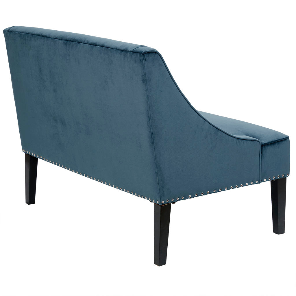 44" Settee,Polyester Fabric Rich Upholstery Modern Style For Living Room,Blue Blue Solid Wood