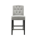 Tufted Counter Stool Light Grey Wood