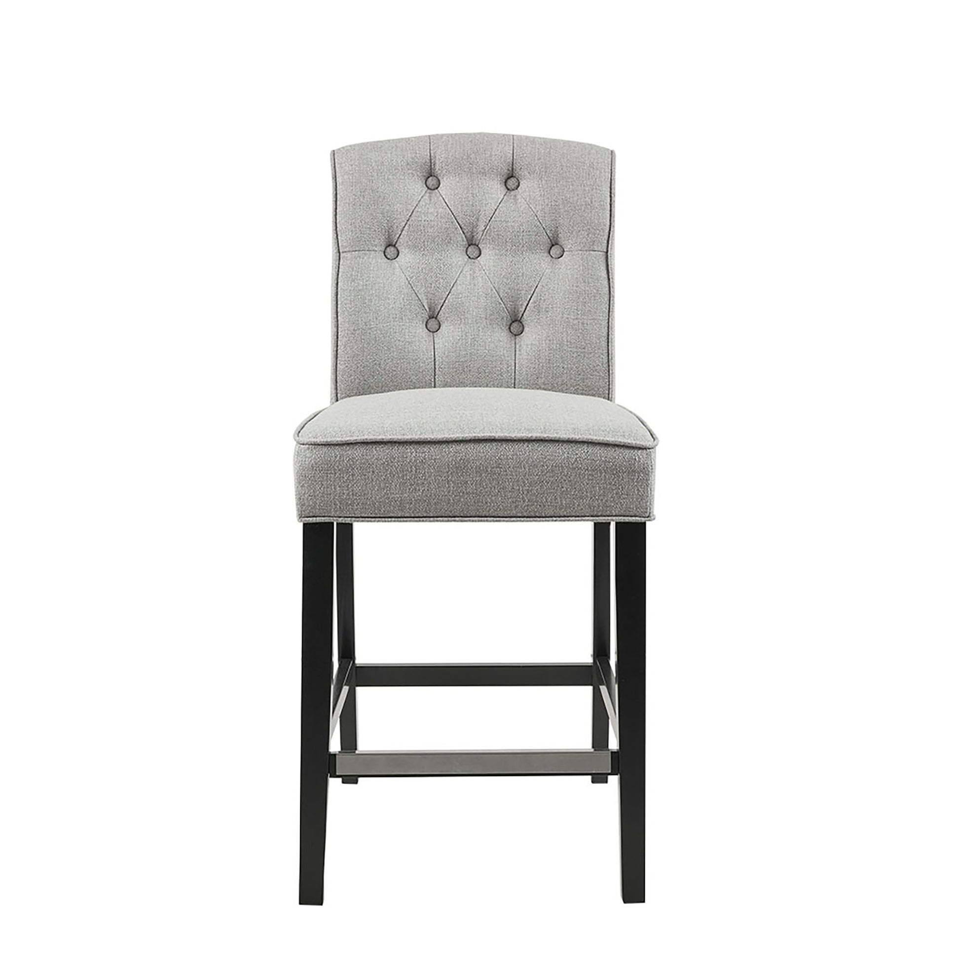 Tufted Counter Stool Light Grey Wood