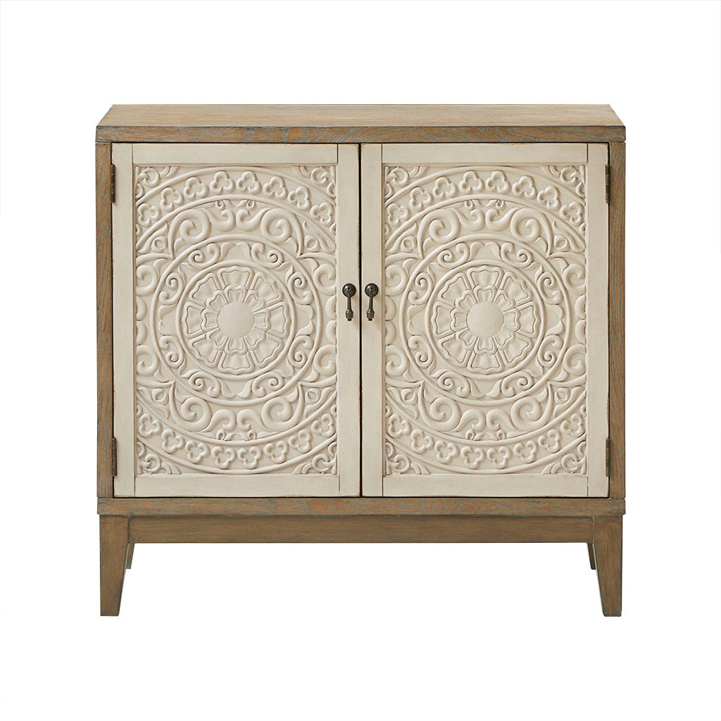 Accent Chest Reclaimed Walnut Antique Cream Wood