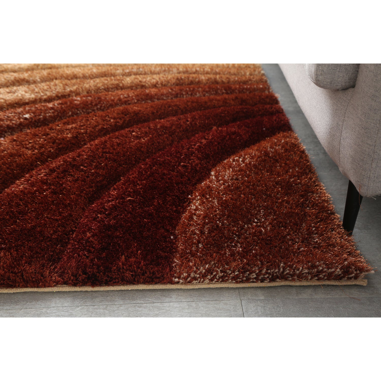 "3D Shaggy" Hand Tufted Area Rug Brown Polyester